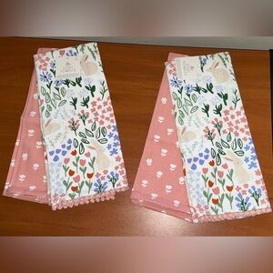 2 Sets of Target Bullseye Playground Easter Bunny & Floral Kitchen / Dish Towels